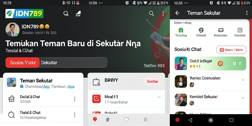 Antarmuka modern IDN789 untuk menemukan teman sekitar.