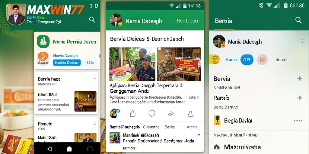Tampilan antarmuka MAXWIN77 dengan berita daerah terkini.