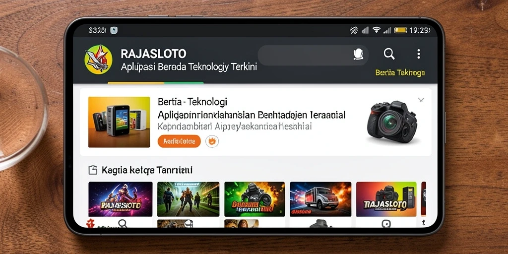 Antarmuka RAJASLOTO yang menampilkan berita teknologi terbaru.